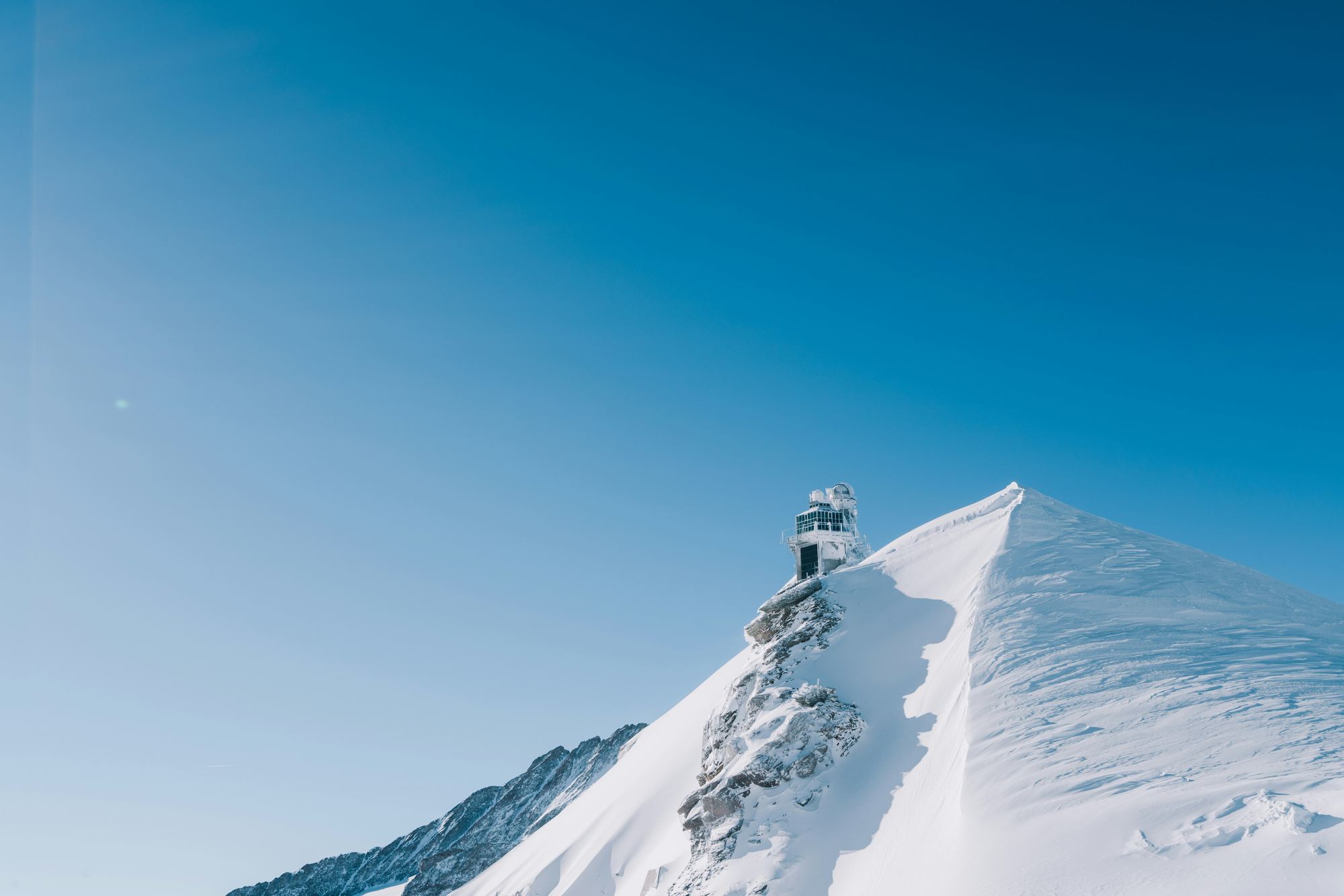 The Sphinx observatory at Jungfraujoch, Top of Europe, under an open sky